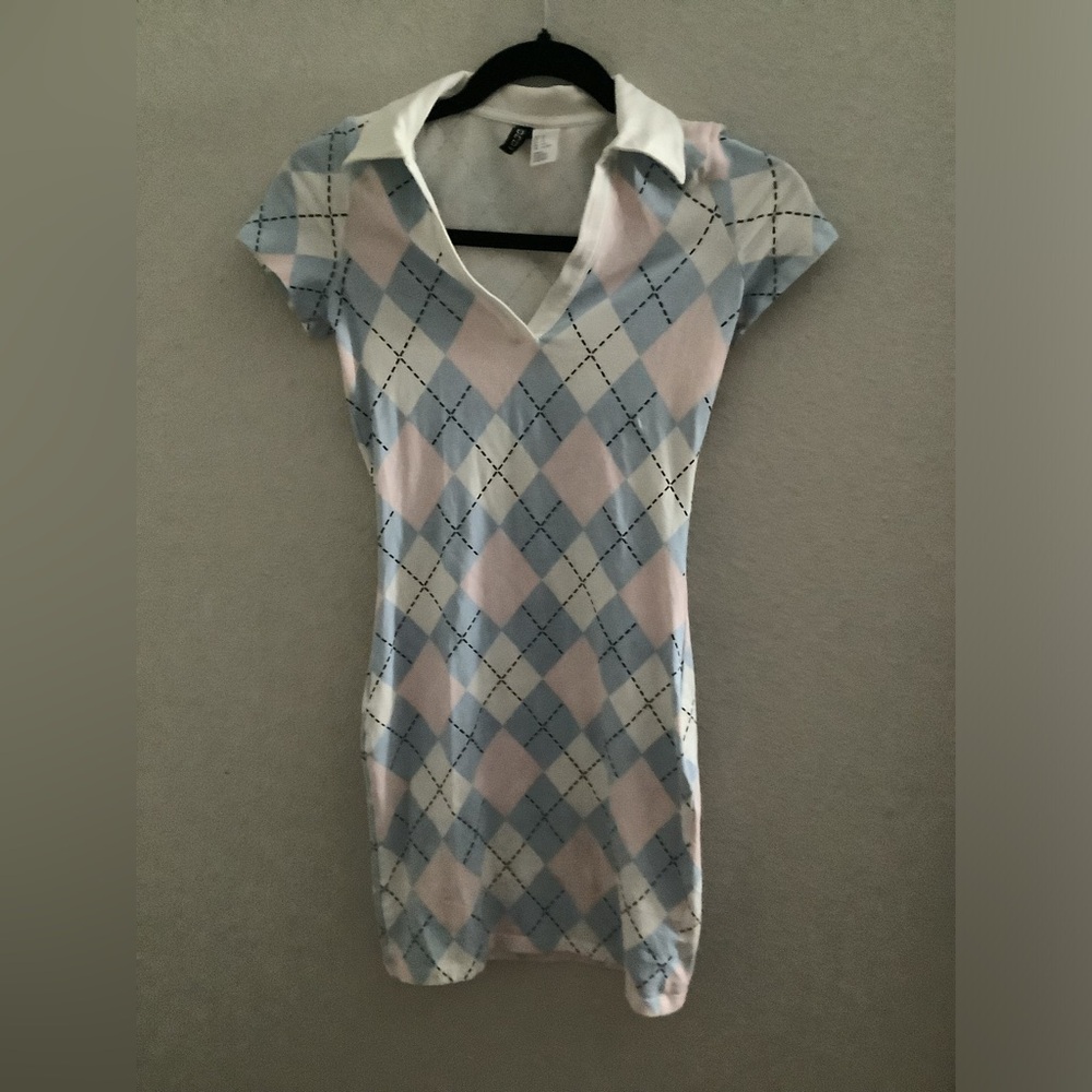 Blue and pink mini dress